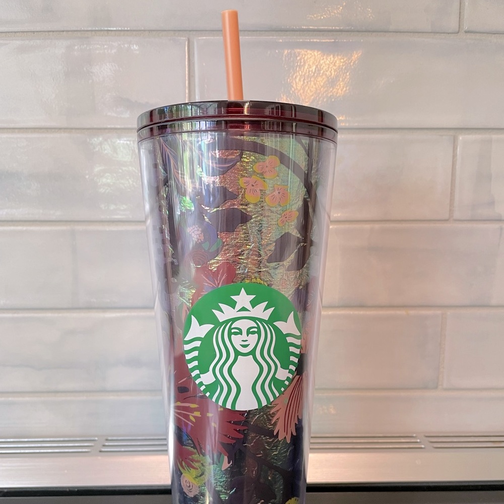 Starbucks foil floral Tumbler